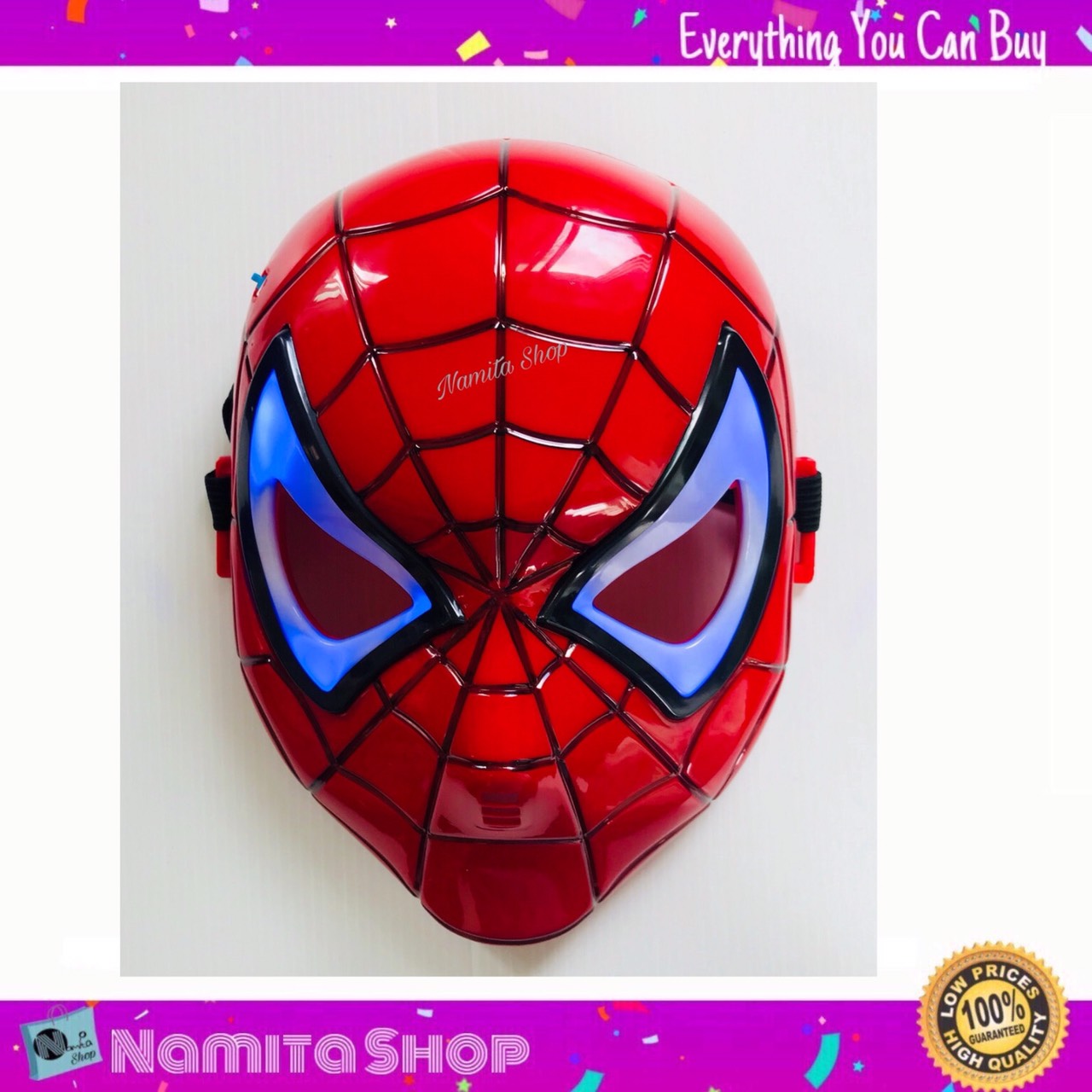 Spider M a n Mask  หน้ากากสไปเดอร์แมน  รุ่นมีไฟ หน้ากากของเล่นเด็ก มีสายรัดยางยืดที่ด้านหลัง น้ำหนักเบาสวมใส่สบาย
