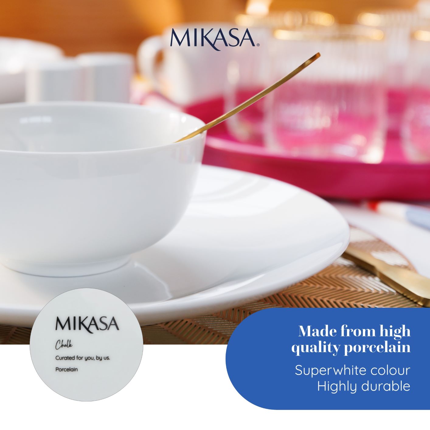 Mikasa Chalk 12-Piece Porcelain Dinner Set, White Dinnerware Serve for 4- 4x Dinner Plates, 4x Side Plates and 4x Cereal Bowls - Microwave & Dishwasher Safe ราคา 2,868 บาท*ส่งฟรี