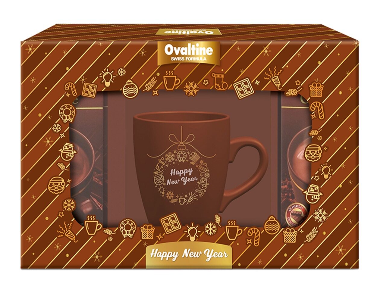 OVALTINE Swiss Rich Malt Chocolate + Mug (Gift Set) โอวัลติน 3อิน1 สวิส ริช x 20ซอง + แก้วมัค (กิ๊ฟเ