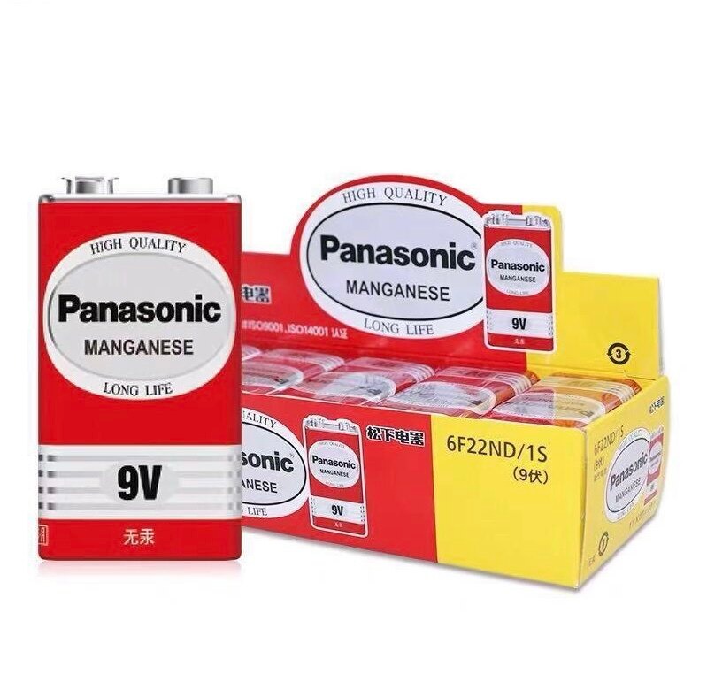 ถ่านไฟฉาย 9V Panasonic Manganese Battery แบตเตอรี่ 9V ถ่านแดง 6F22ND ราคา 34 บาท*ส่งฟรี