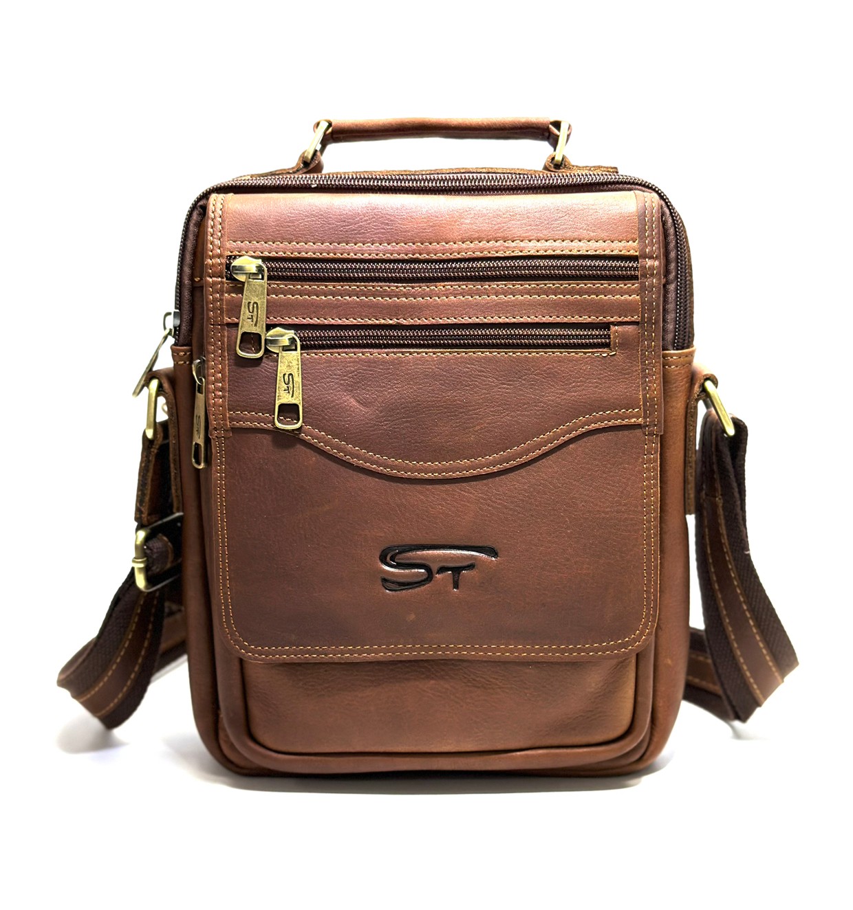 Chinatown Leather กระเป๋าผู้ชาย หนังแท้ สะพาย หนังวัวแท้ ขนาด ipad2-3 หูจับฝายาวสีแทน ราคา 1,530 บาท*ส่งฟรี