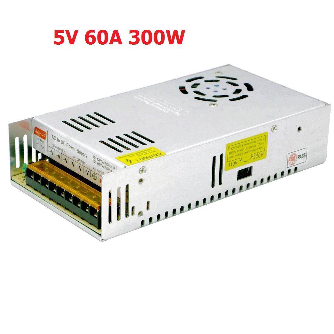 แหล่งจ่ายไฟ SOMPOM S-300-5  300W 5V 60A Switching Driver LED Light Strip Display Screen Lighting Monitor Power Supply