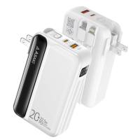 Asaki Power bank 20000 mAh. พาวเวอร์แบงค์ชาร์จเร็ว fast charge 22.5W พร้อมสายชาร์จ 2IN1 และขาปลั๊กพับได้ มี มอก. ผลิตในไทย รุ่น A-B3201P รับประกัน 1 ปี
