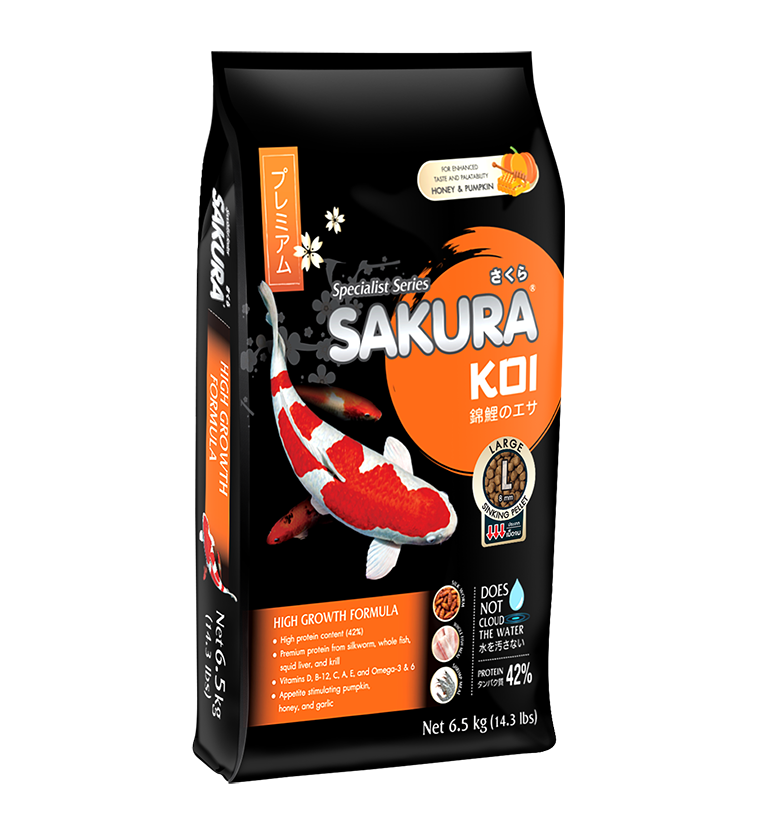 อาหารปลา Sakura Koi สูตรเร่งโต เม็ดจม ขนาด 65 กิโลกรัม เม็ดไซด์ L 3096