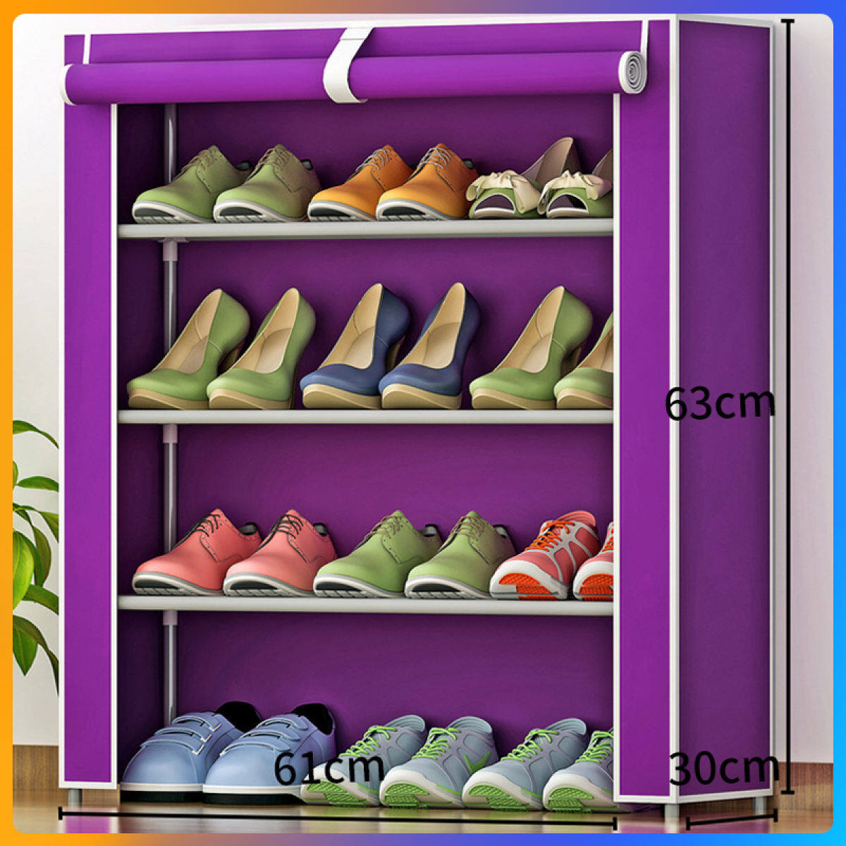 Полка для обуви Shoe Cabinet layer Shoe Rack (4 полки, бежевый)
