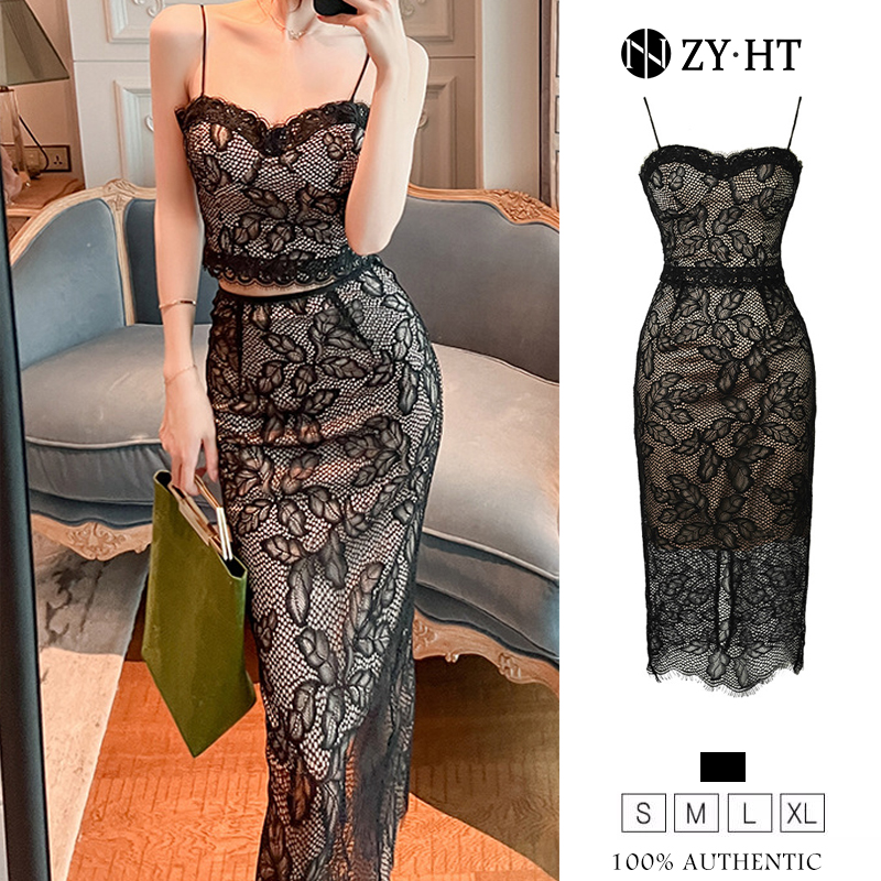 ZY.HT EraVogue ชุดเซ็ท 2 ชิ้น ผญ เสื้อสายเดี่ยว+กระโปรง มีแผ่นรองอก เดรสผู้หญิง เดรสสีดำ เดรสลูกไม้ เดรสออกงาน เดรสไปงานแต่ง 20392 ราคา  1,466 บาท*ส่งฟรี