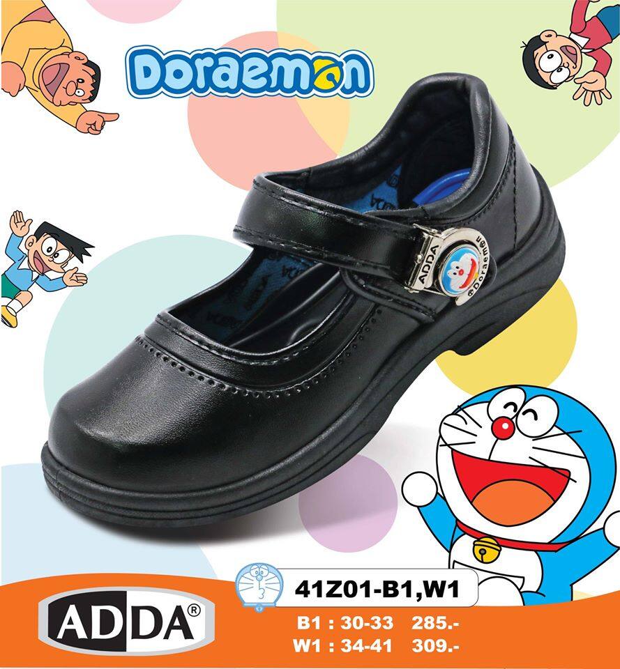 ADDA รองเท้านักเรียน รองเท้าหนังดำ DORAEMON รองเท้านักเรียนหญิง รองเท้านักเรียนเด็กผู้หญิง  ตัวใหม่ล่าสุด Sale ลดราคาพิเศษ รุ่น 41Z01