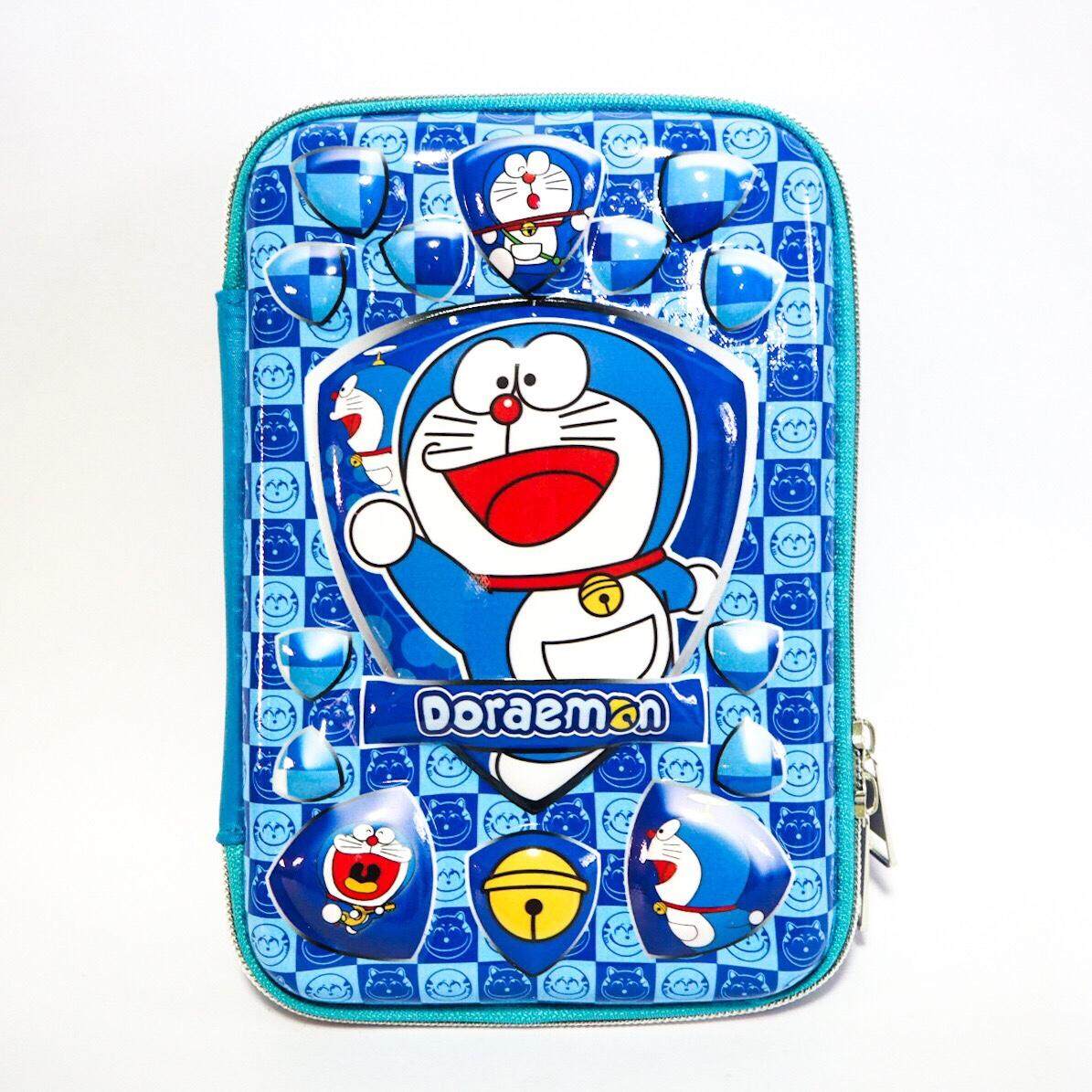 กล่องดินสอ Smiggle สมิกเกิ้ล EVA 3D กระเป๋าใส่เครื่องสำอางค์ แปรงแต่งหน้า ลาย Doraemon สีน้ำเงิน เงา