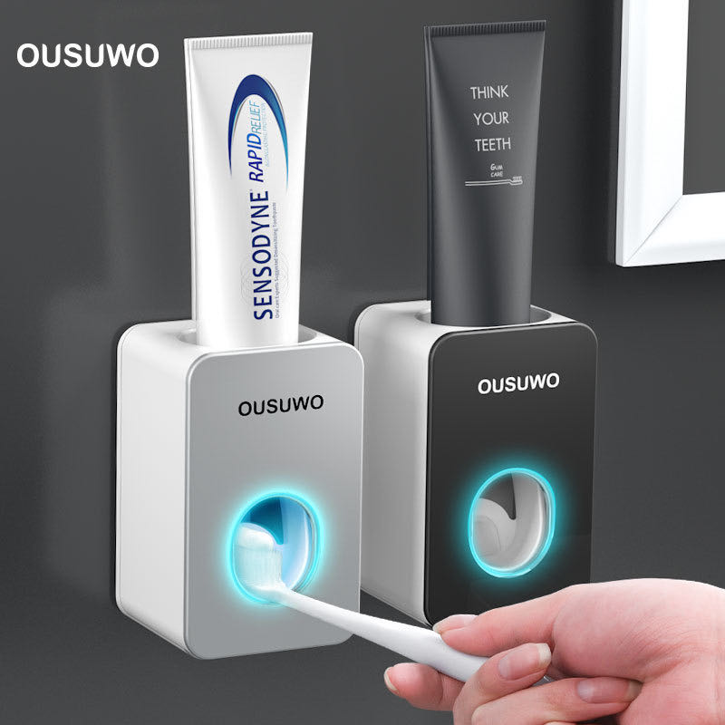 ที่บีบยาสีฟัน เครื่องบีบยาสีฟัน อัตโนมัติ ยึดผนังด้วยสติกเกอร์กาว ติดแน่น ไม่ต้องเจาะผนัง รหัส OUSUWO
