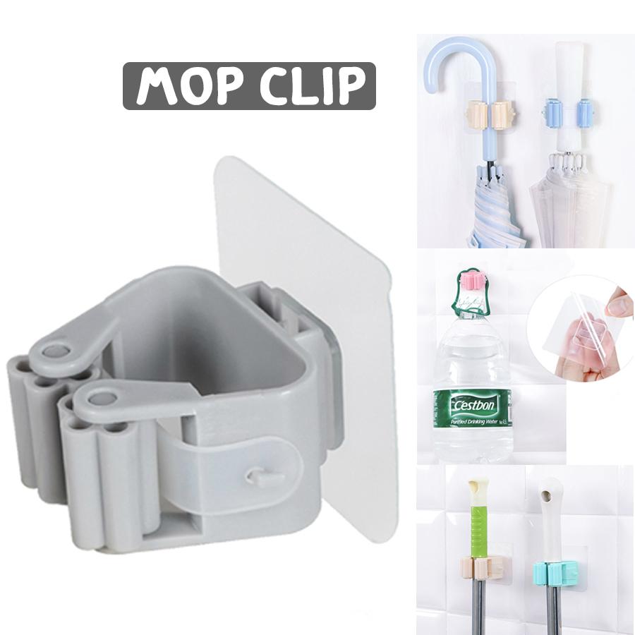 Simple Home ที่แขวนไม้กวาด ไม้ม๊อบ ไม้ถูพื้น คลิปติดผนัง  Mop clip ที่แขวนไม้ถูพื้น ติดผนัง รุ่นไม่ต้องเจาะ ติดง่าย แข็งแรงรับน้ำหนักได้มาก