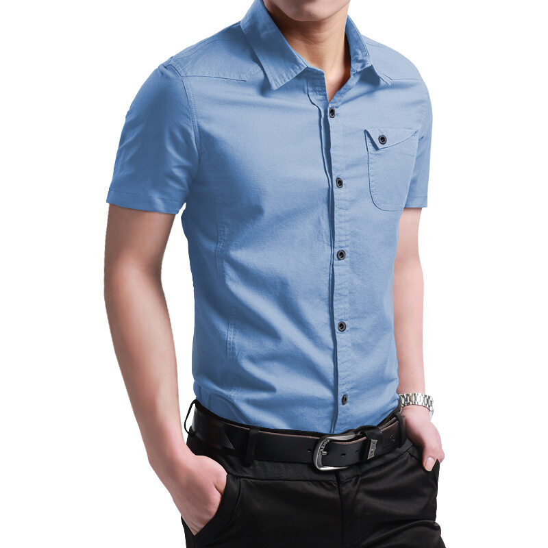 ล้างสต๊อก!!! MNO.9 Men Fashion Cotton100% Short Sleeve Shirt Korean Style 160 เสื้อเชิ้ต แขนสั้นชาย สไตล์เกาหลี