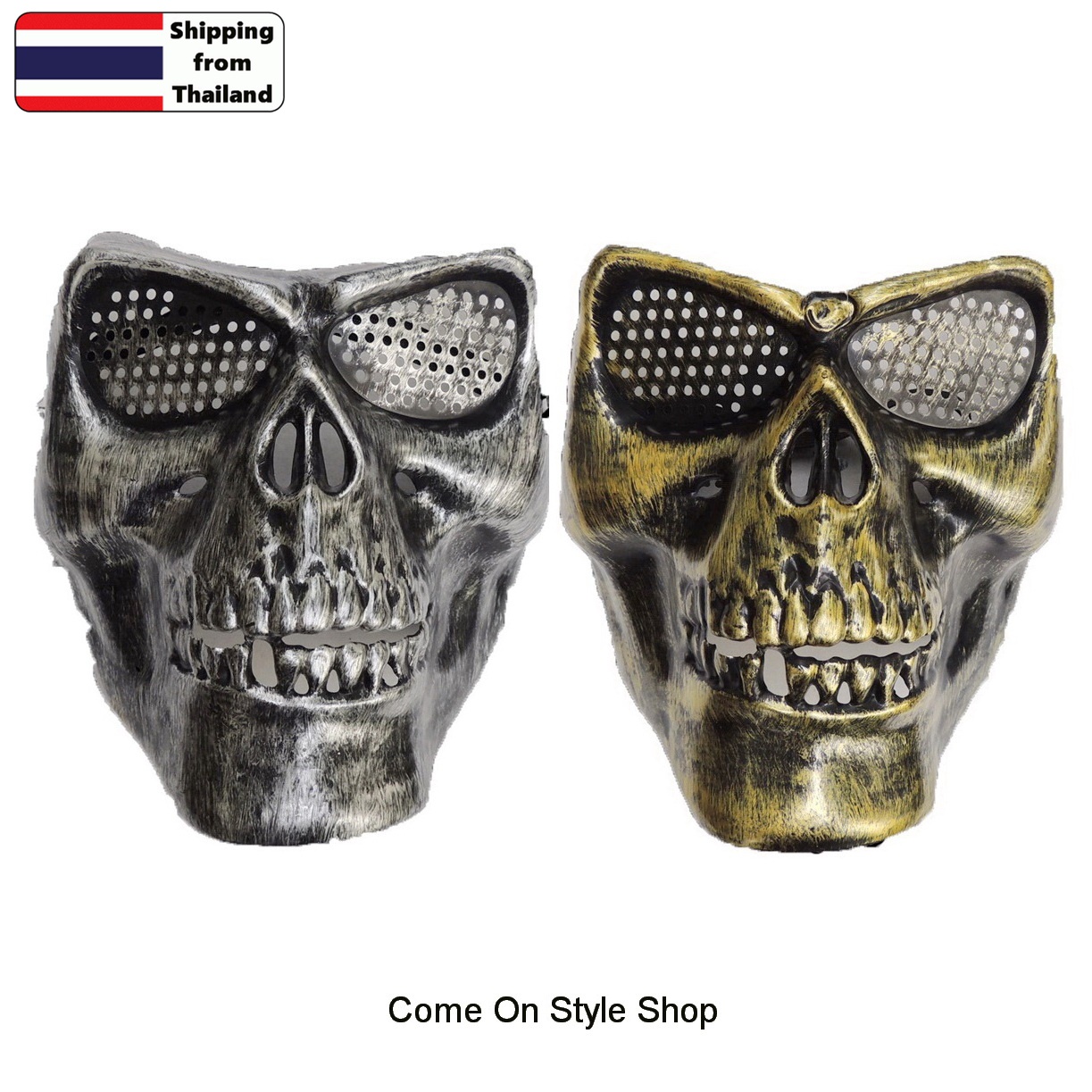 หน้ากากหัวกะโหลก หน้ากากปีศาจ ฮาโลวีน หน้ากากคอสเพลย์ ออกงาน การแสดง Skull Devil Halloween Cosplay Fancy Party Mask