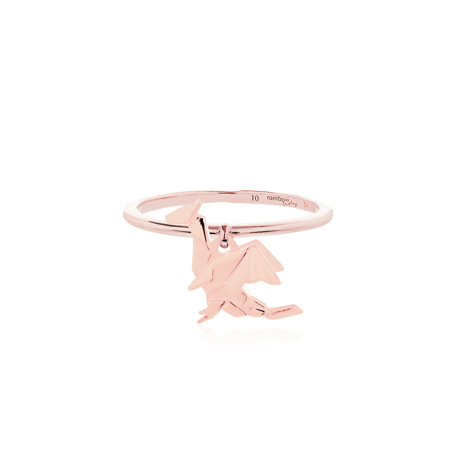 ORIGAMI LUCKY RING แหวนห้อยจี้ลายกระดาษพับ สัญลักษณ์แห่งความโชคดี และ ความสุข 13 ลาย สีทองชมพู Rose Gold