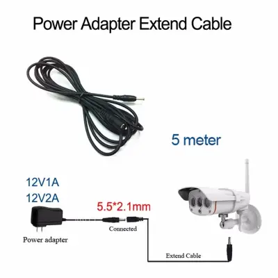5M DC5.5x2.1mm Male to Female DC 12V Power Adaptor Connector Cable for IP Camera