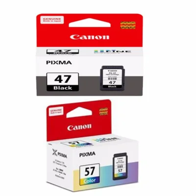ตลับหมึกสี+ดำ For Canon : Pixma E400 / E410 / E480 (CLI-57 COL+PG-47BK)
