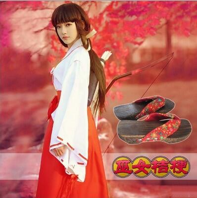 [COSER KING Store] อะนิเมะ Inuyasha Kikyo Kimono ชุดคอสเพลย์เครื่องแต่งกายฮาโลวีนเครื่องแต่งกาย Cosplay Costume