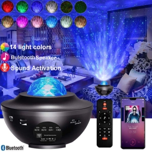 ภาพหน้าปกสินค้า[ส่งจากกรุงเทพส่งเร็ว]LED Star Night Light Wave Sky Starry Galaxy USB Voiceควบคุมเครื่องเล่นเพลงโคมไฟ โปรเจคเตอร์ดวงดาวบStar Night Light Built-in Bluetooth Speaker For Home Bedroom Decoration ซึ่งคุณอาจชอบราคาและรีวิวของสินค้านี้