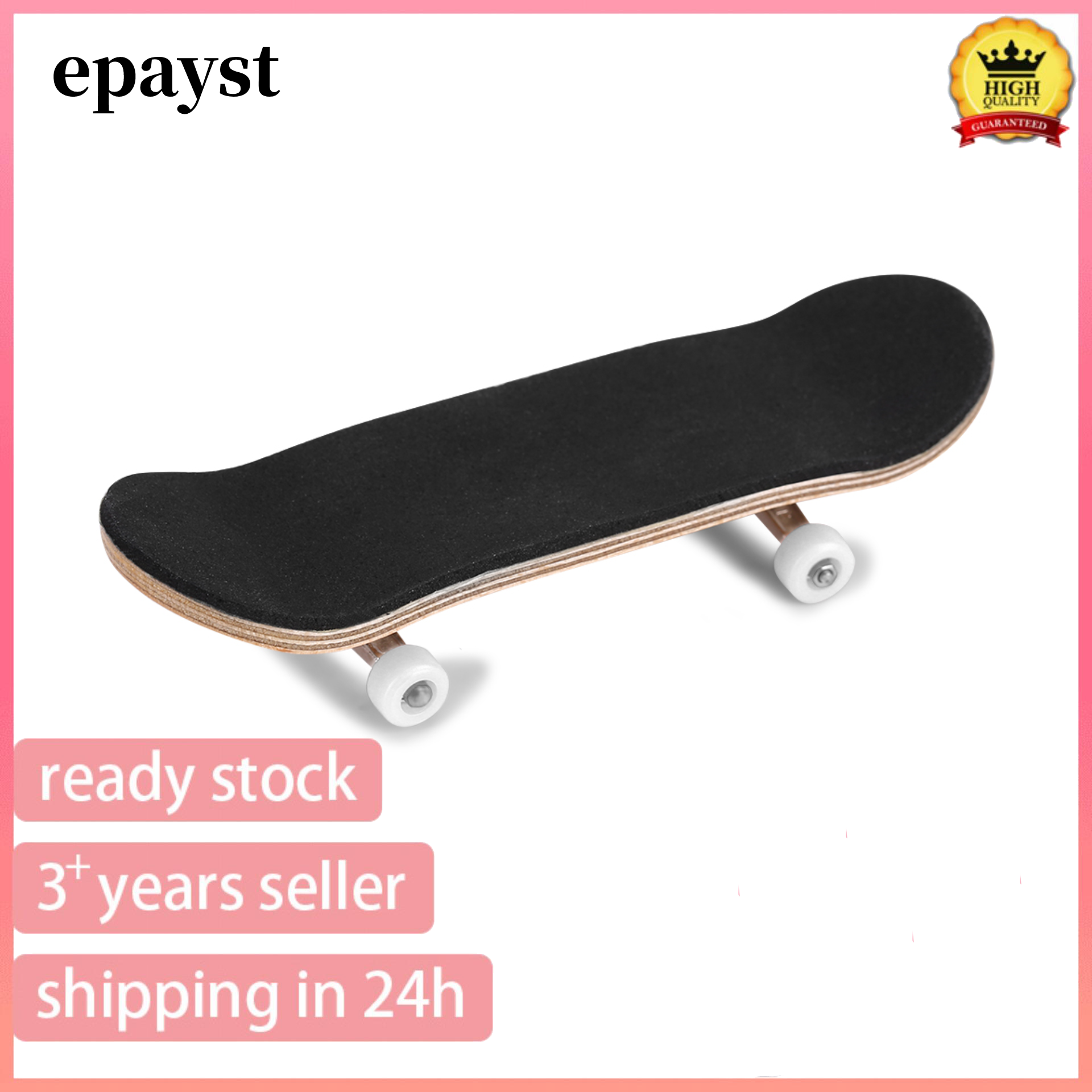 epayst【ยอดนิยม + ยอดนิยม】1Pc Maple Wooden+Alloy Fingerboard Finger Skateboards With Box Reduce Pressure Gifts White