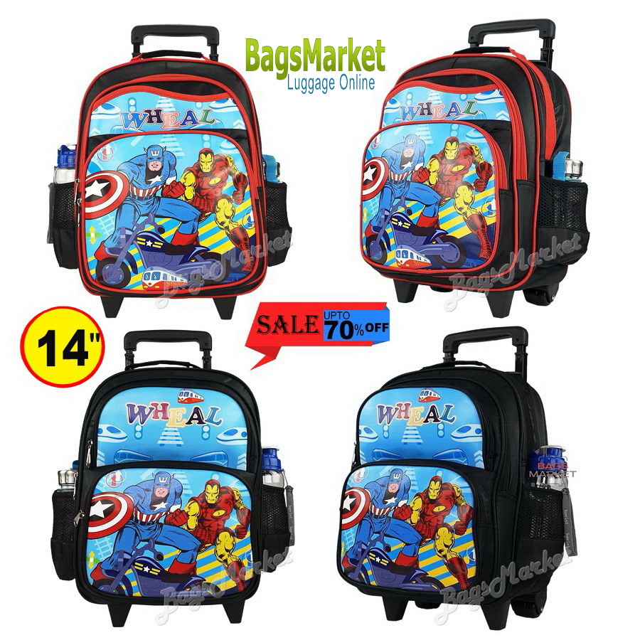9889Shop Kid's Luggage 14 นิ้ว Wheal กระเป๋าเป้มีล้อลากสำหรับเด็ก เป้สะพายหลังกระเป๋านักเรียน  รุ่น 8305 Spiderman ขนาดกลาง