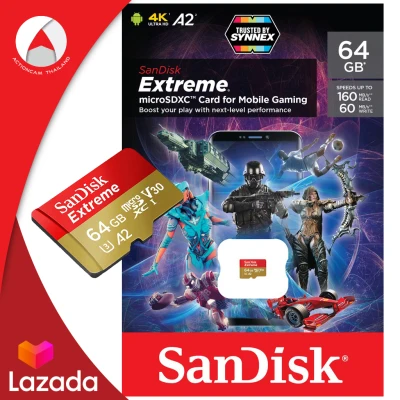 SanDisk Extreme microSD 64GB ความเร็ว เขียน 100MB/s อ่าน 60MB/s (SDSQXAF_064G_GN6MA) เมมโมรี่ แซนดิส สำหรับ Gopro