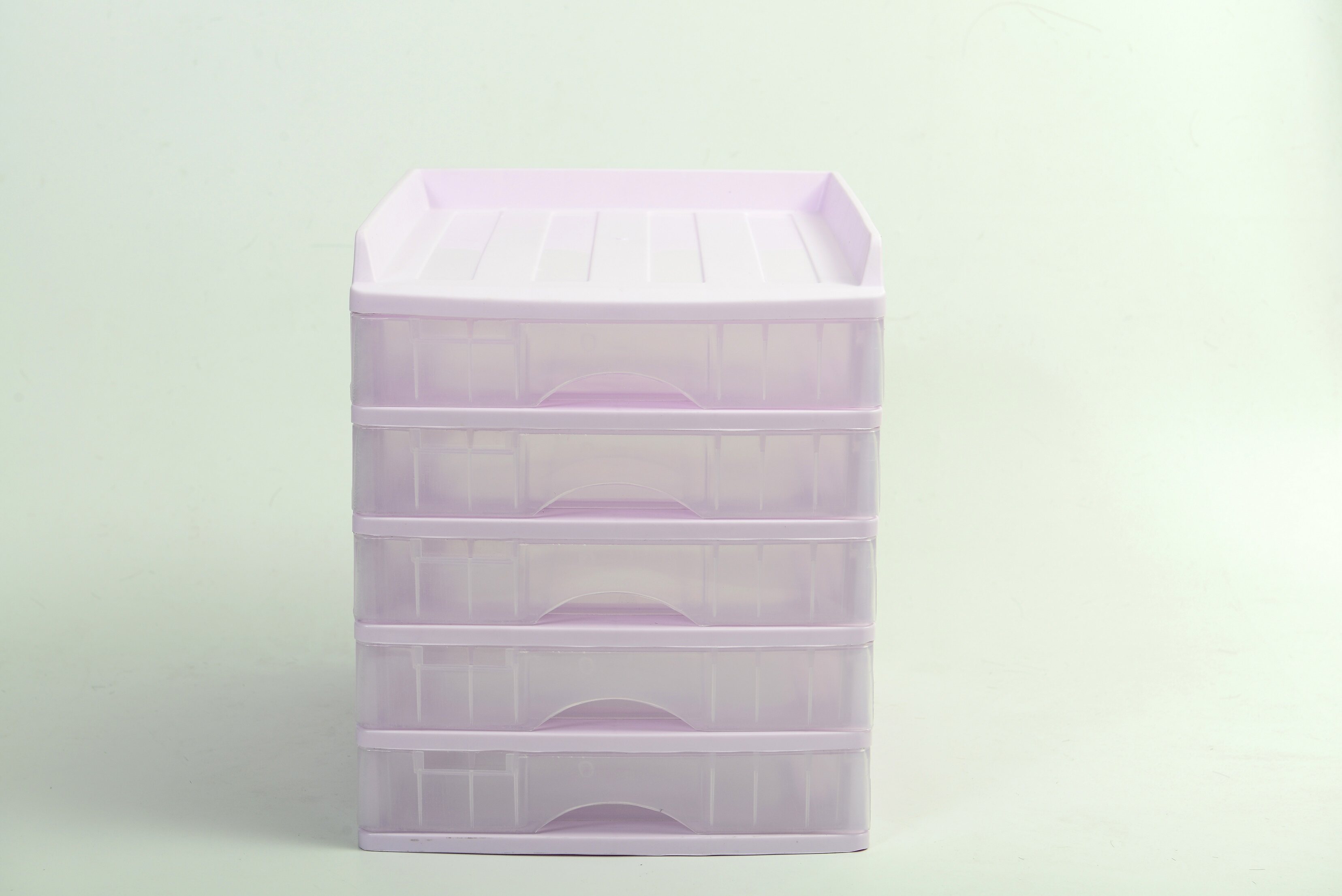 ตู้ลิ้นชัก 5 ชั้น พร้อมถาดบน สีม่วงพาสเทล Organizer with upper tray Purple Pastel color