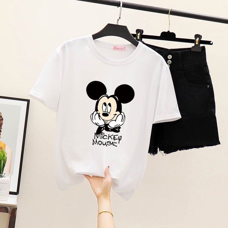 bear?พร้อมส่ง‼️?เสื้อยืดมิ้กกี้เม้าส์ เนื้อผ้าดีนุ่มเด้งมี 3 สี ขาว/ดำ/เทา เสื้อยืดแฟชั่น เสื้อยืดผู้หญิงแขนสั้น ( 9274)