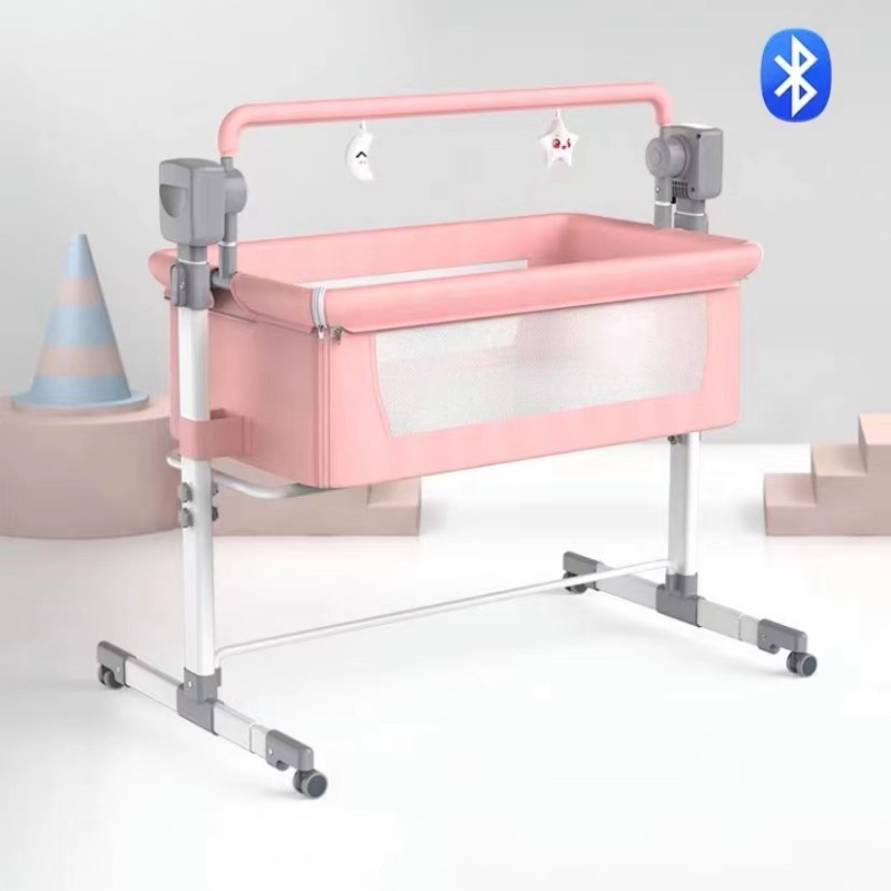 จัดส่งลำดับความสำคัญ Crib Cradle Electric ทารกแรกเกิดสามารถเขย่าเตียงโดยอัตโนมัติเตียงเด็กเก้าอี้แคร็กพร้อมล้อ Babies shake bed