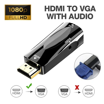 HDMI TO VGA หัวแปลงhdmi to vga ตัวแปลงสาย HDMI เป็น VGA (F) + Audio Converter HDMI TO VGA (F) + Audio / D-PHONE