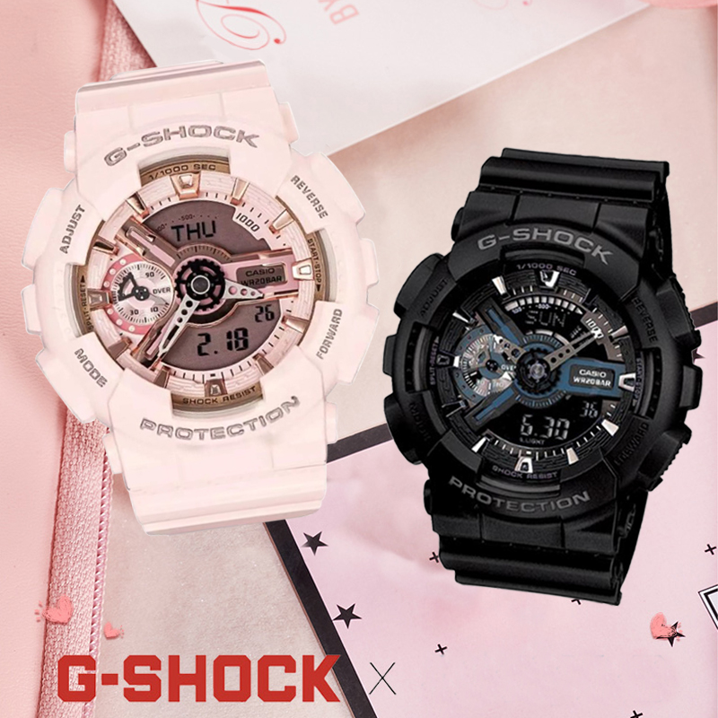 【1คู่ 】【สีชมพู + ดำ】นาฬิกา G SH OCK GA-110GB-1ADR กล่องใบครบทุกอย่างประหนึ่งซื้อจากห้าง พร้อมรับประกัน 1 ปี 