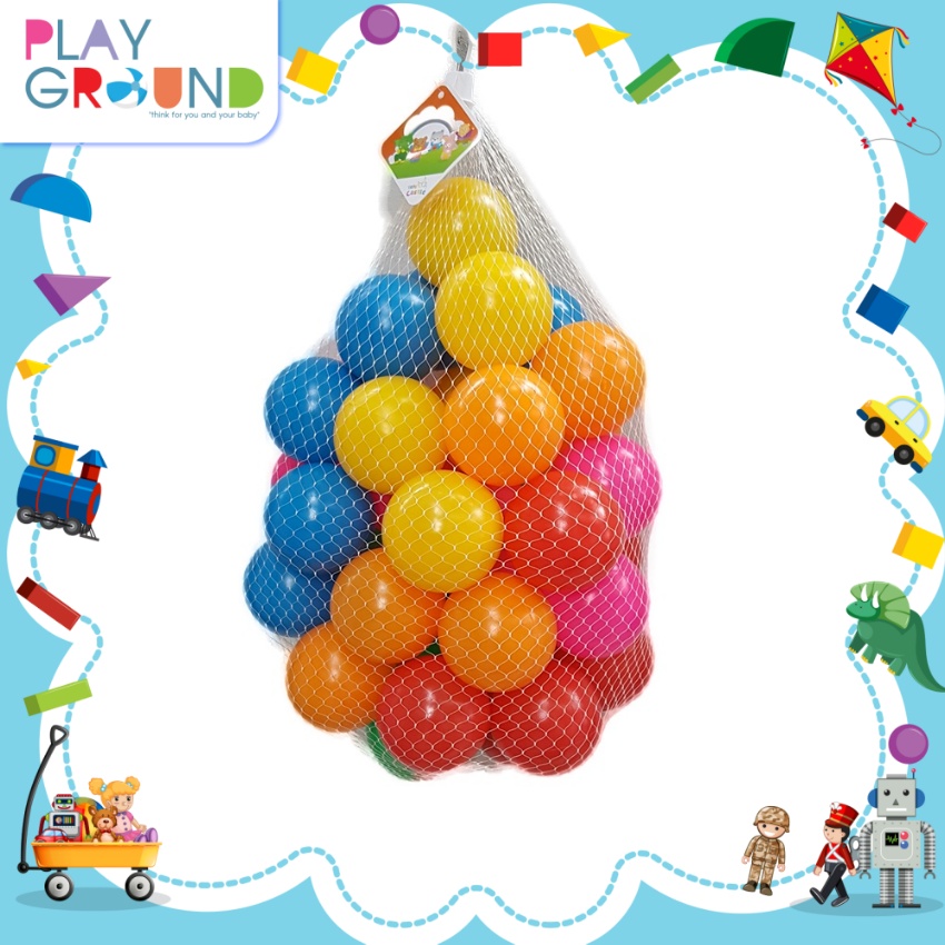 Playground ลูกบอลปลอดสารพิษ 50 ลูก บอลลูกใหญ่ ขนาด 8 ซม. (คละสี)  Multi-colored balls