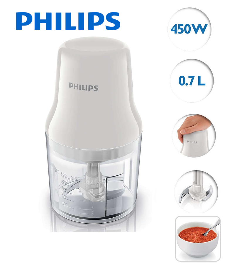 **ส่งฟรี**PHILIPS เครื่องบดสับ  รุ่น HR1393 สีขาว 0.7ลิตร 450วัตต์