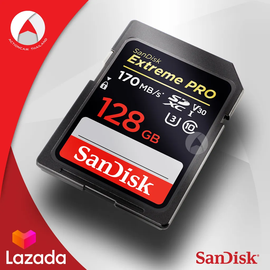 Sandisk SD Card รุ่นใหม่ Extreme Pro 128gb SDXC Speed อ่าน170mb/s  เขียน 90mb/s (SDSDXXY_128G_GN4IN) Memory เมมโมรี่การ์ด เอสดี แซนดิส สำหรับ กล้องถ่ายรูป ถ่ายภาพ DSLR Mirrorles มิลเล