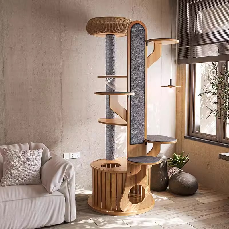 L&Q คอนโดแมว คอนโดแมวไม้ Cat Tree แคปซูลแมว แท่นกระโดดแ