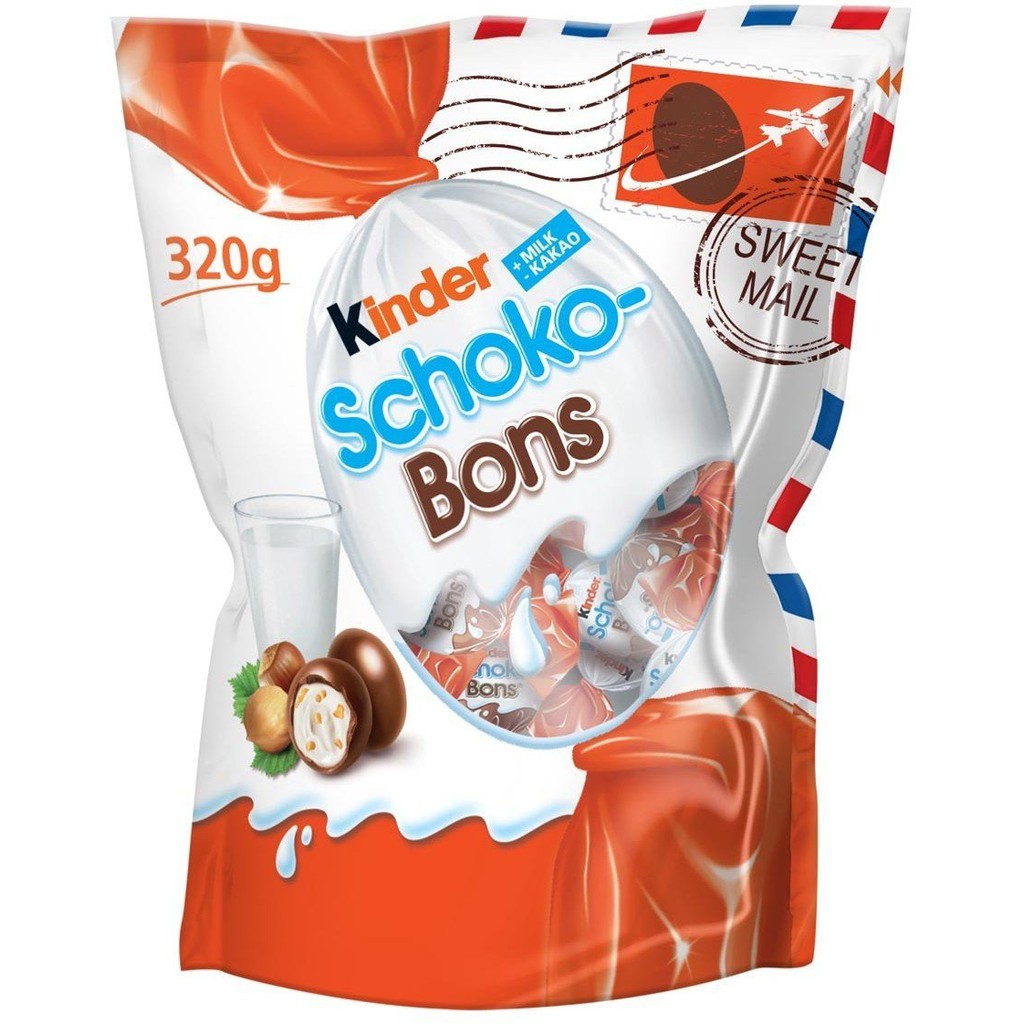 Kinder Schoko-Bons 320 g. คินเดอร์ ช็อกโกแลตสอดไส้เฮเซลนัท 320 กรัม