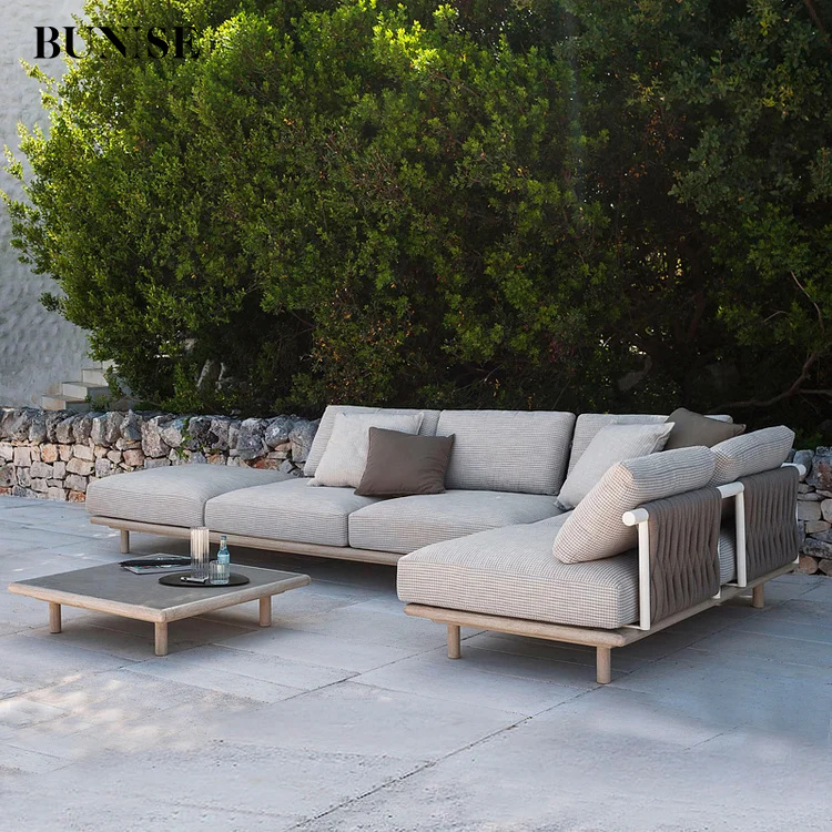 รูปสินค้า BUNISE Sandy Outdoor Wicker Rattan Sofa - L-Shape 1-4 Seater, Nordic Minimalist, Ideal for Gardens & Luxury Balconies