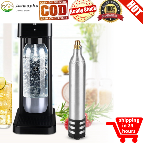 salmopho【Hot Sale】0.6L ขวดโซดารีฟิลนำกลับมาใช้ใหม่ได้ CO2 กระบอกอุปกรณ์เสริมสำหรับเครื่องโซดาสีดำซิลิโคนแขน