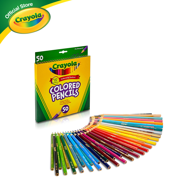 Crayola Colored Pencils เครโยล่า สีไม้ไร้สารพิษ 50 สี สำหรับเด็กอายุ 3 ปี ขึ้นไป สีไม้ สี ดินสอสี ดินสอ