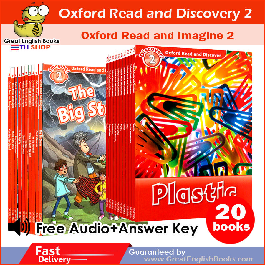 (In Stock) พร้อมส่ง หนังสือหัดอ่านนอกเวลาภาษาอังกฤษพร้อมแบบฝึกหัดท้ายบท  Oxford read and Discover และ Oxford Read and Imagine Level 2(20 Books) +Free audio+ Free answer key