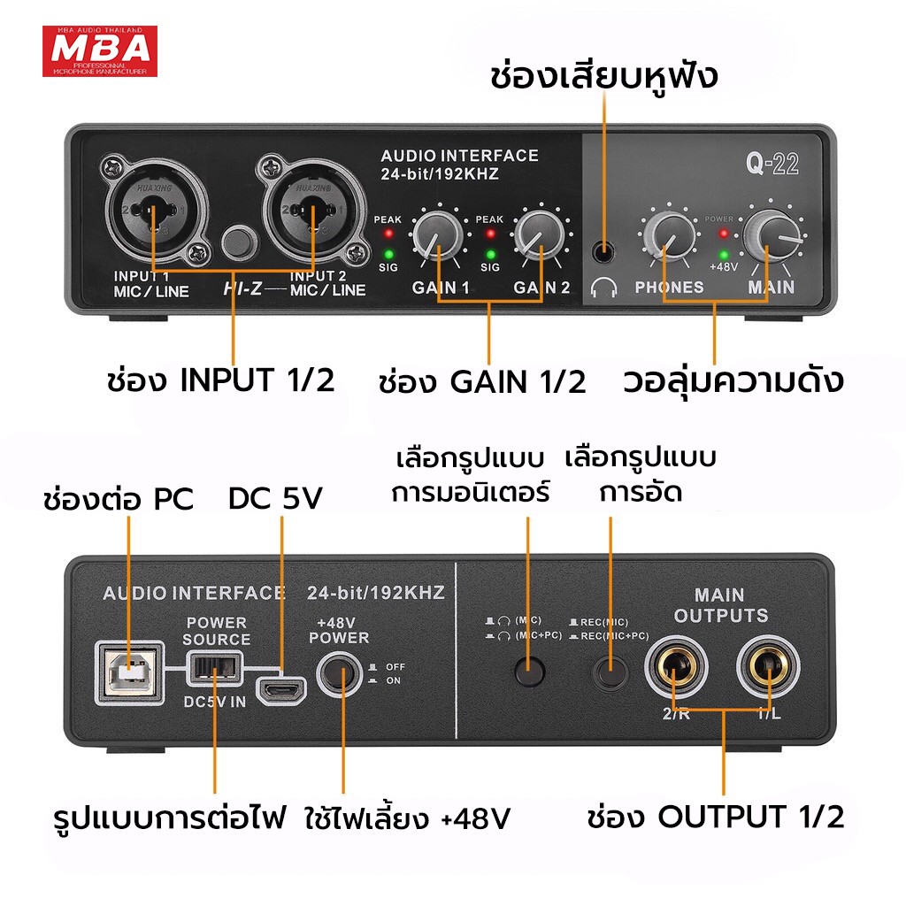 การ์ดเสียง TEYUN รุ่น Q-22 เครื่องเสียงมืออาชีพ Preamplifier ความละเอียดเสียง 24bit การ์ดเสียงสเตอริโอ
