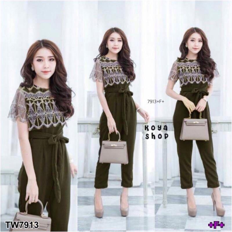 GN7913 **รบกวนสอบถามstockก่อนสั่งซื้อจ้า** Jumpsuit ชุดจั้มสูทขายาว