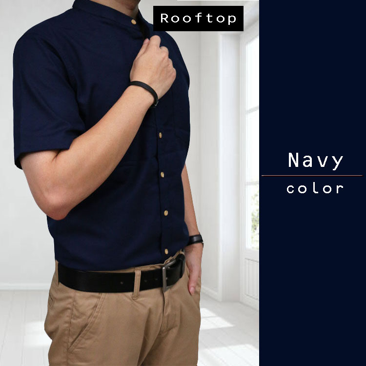 Rooftop เสื้อเชิ้ตแขนสั้น คอจีน 16 สี เสื้อเชิ้ต ผู้ชาย  สไตล์เกาหลี ไม่ร้อน