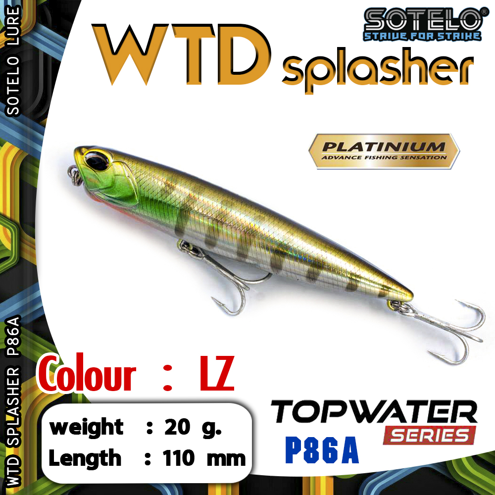 อุปกรณ์ตกปลา เหยื่อปลั๊ก เหยื่อปลอม SOTELO - รุ่น WTD SPLASHER P86A (110mm)