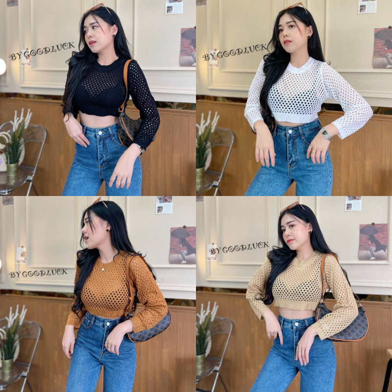 🌈SpinnyHouse🌈Shirt openwork mesh eyebrow top Lahore very shining ดีเทล whole Altus long sleeves fabric woven openwork mesh insert receptions have🥰Model gasoline G301C ราคา 178 บาท*ส่งฟรี