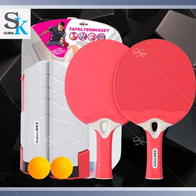 SK ไม้ปิงปอง ชุดไม้ปิงปอง พร้อมตาข่ายติดโต๊ะและลูกปิงปอง Table Tennis Racket