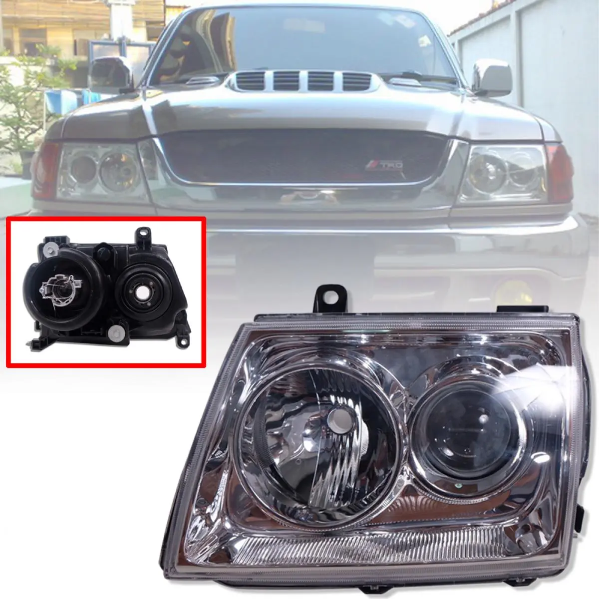 เสื้อไฟหน้า เสื้อไฟตา โปรเจคเตอร์ PROJECTOR รุ่น โตโยต้า ไทเกอร์ TOYOTA TIGER D4D ปี 2002 - 2004 ไม่รวมชุดหลอดไฟ และสายไฟ ข้างซ้าย สีใส
