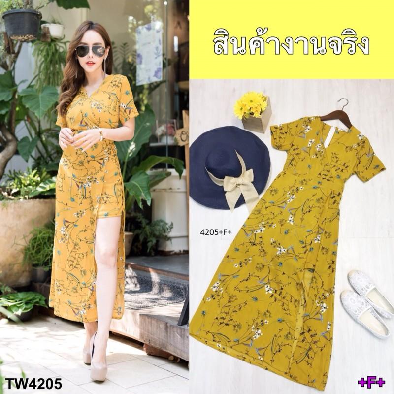 J4205 Jumpsuit จั๊มสูทก้านแก้ว คอวีไขว้