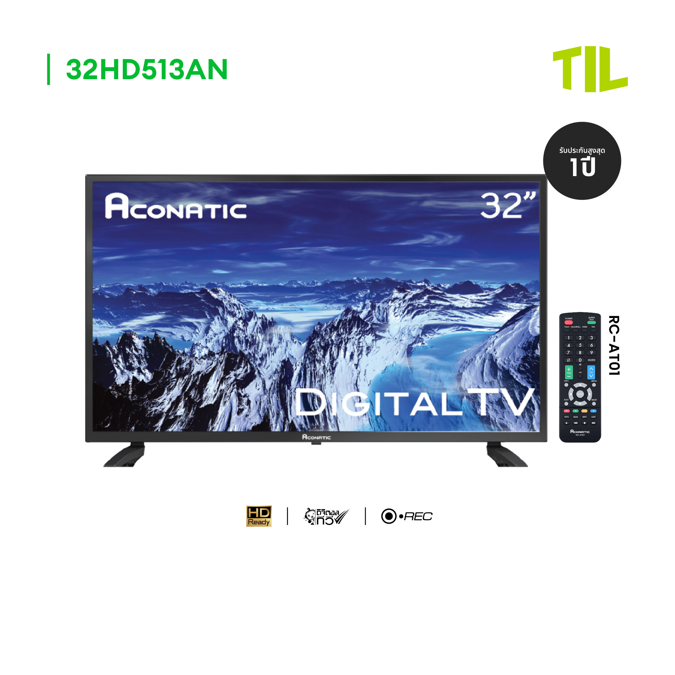 Aconatic Led Digital Tv Hd Led Digital Tv Size 32 Inches, Model 32Hd513An, Does Not Require a Digital Box (1 Year Warranty) ราคา 2,990 บาท*ส่งฟรี