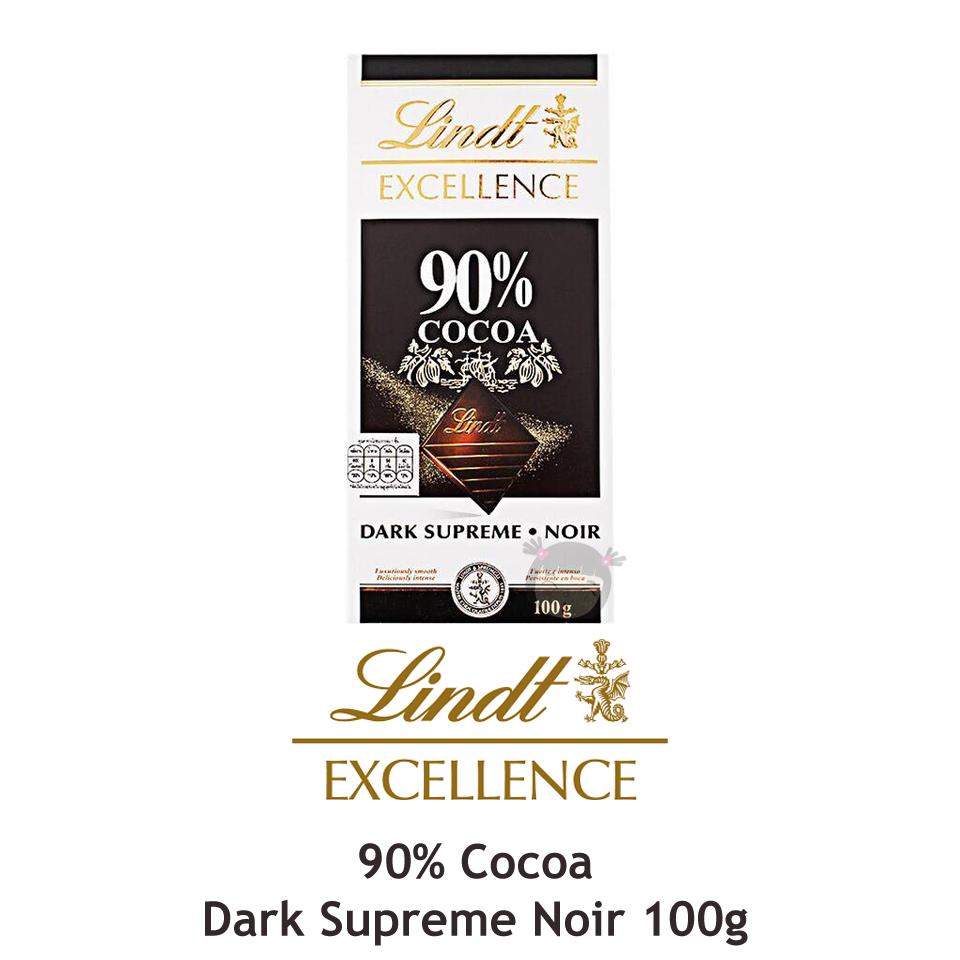 ช็อคโกแลต Lindt Excellence 90% Cocoa Dark Supreme Noir Dark Chocolate 3.52 Oz/ 100g
