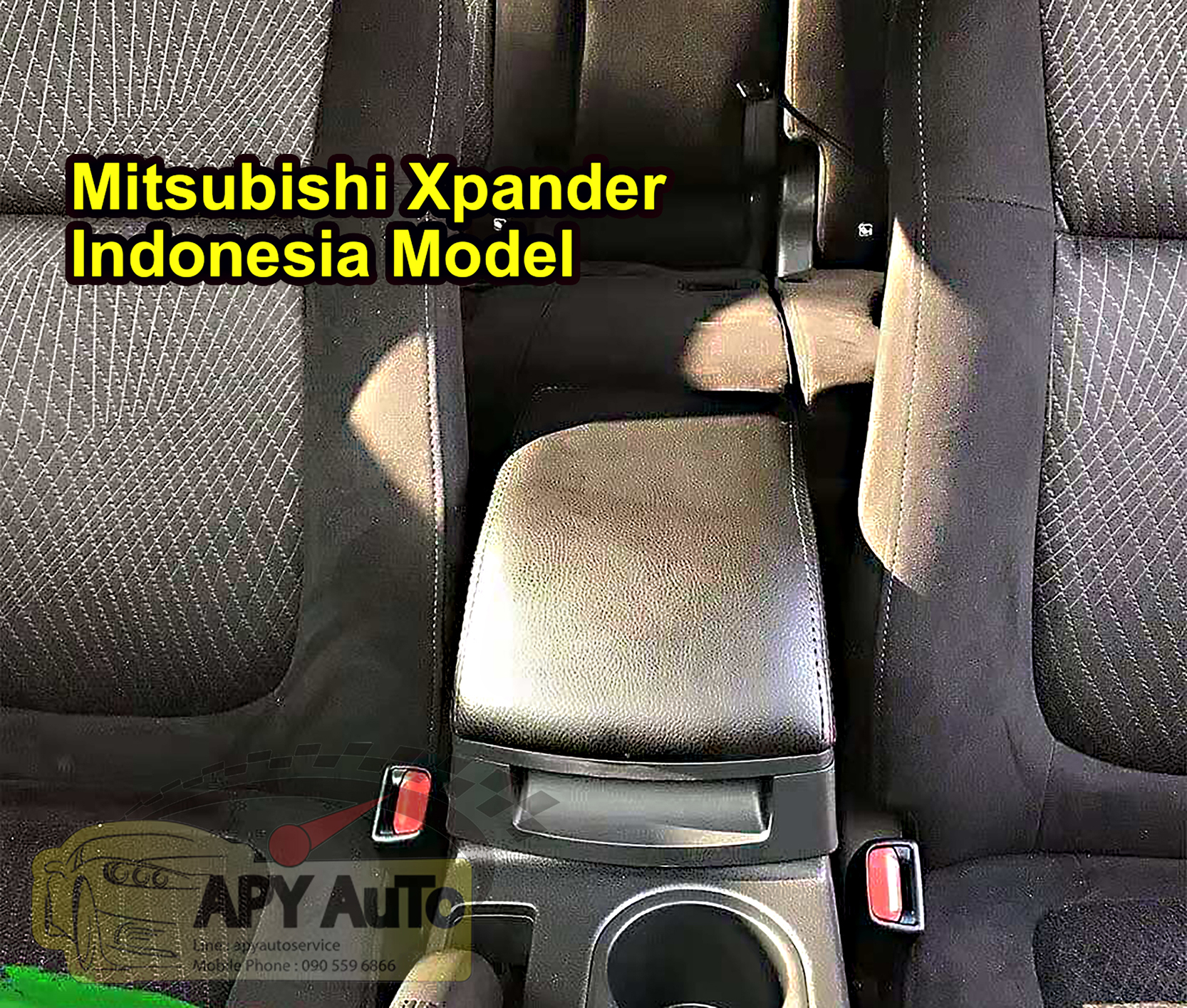 ที่พักแขน Mitsubishi Xpander แบบไม่บังที่วางแก้ว  โมเดลของประเทศอินโดนีเซีย  มีที่ใส่กล่องกระดาษทิชชู๋