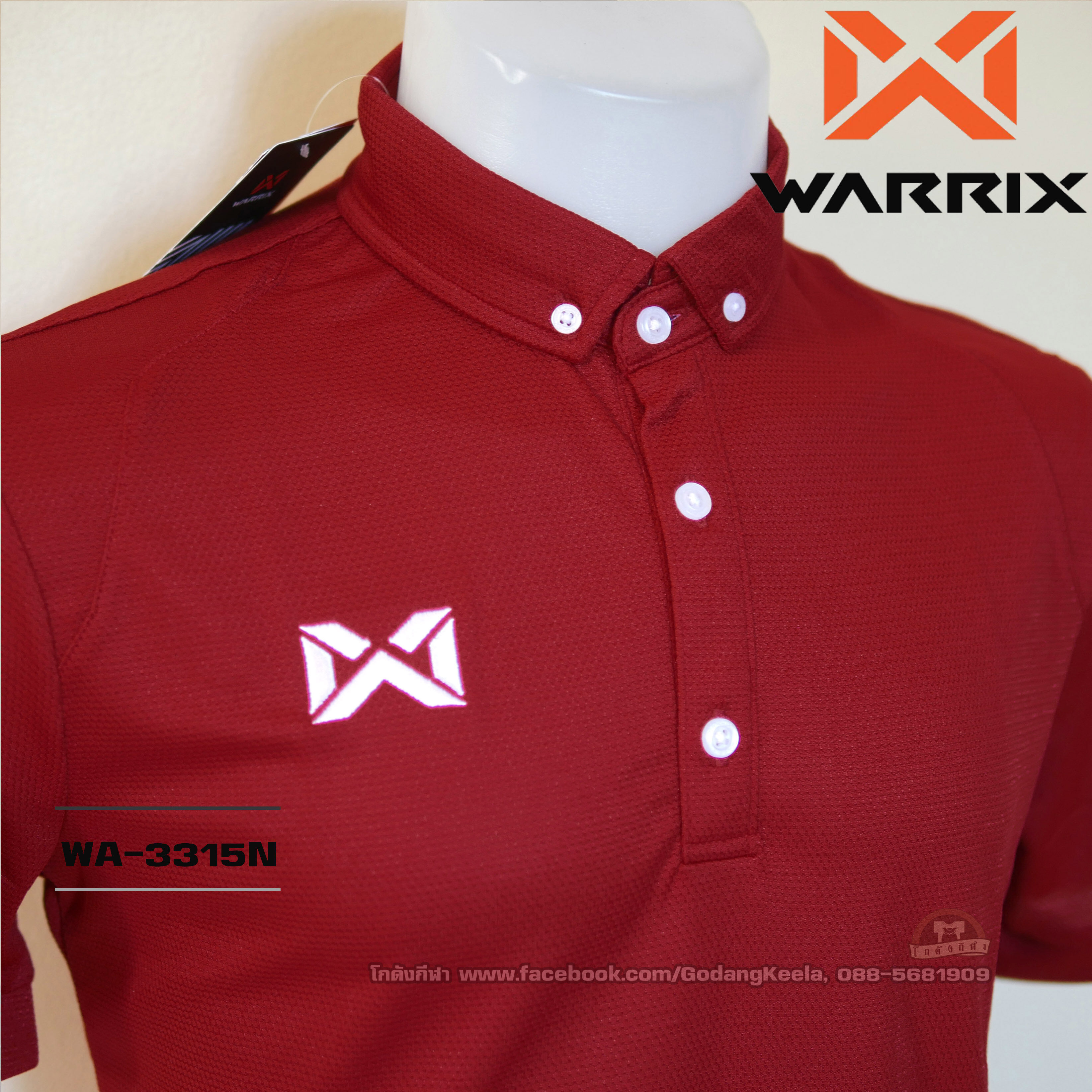 WARRIX เสื้อโปโล WA-3315N สีแดงเข้ม RT วอริกซ์ ของแท้ 100%
